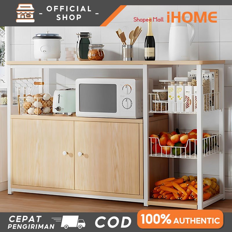 iHOME Rak Dapur / Rak Oven Microwave /  Lemari Dapur / Rak Oven / Meja Dapur Kayu