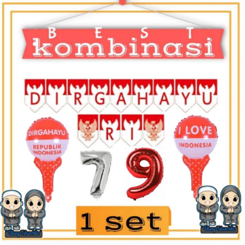 ( 1 set dekorasi ) Dekorasi dirgahayu RI 79, dekorasi satu set agustusan, dekorasi set lengkap,dekor