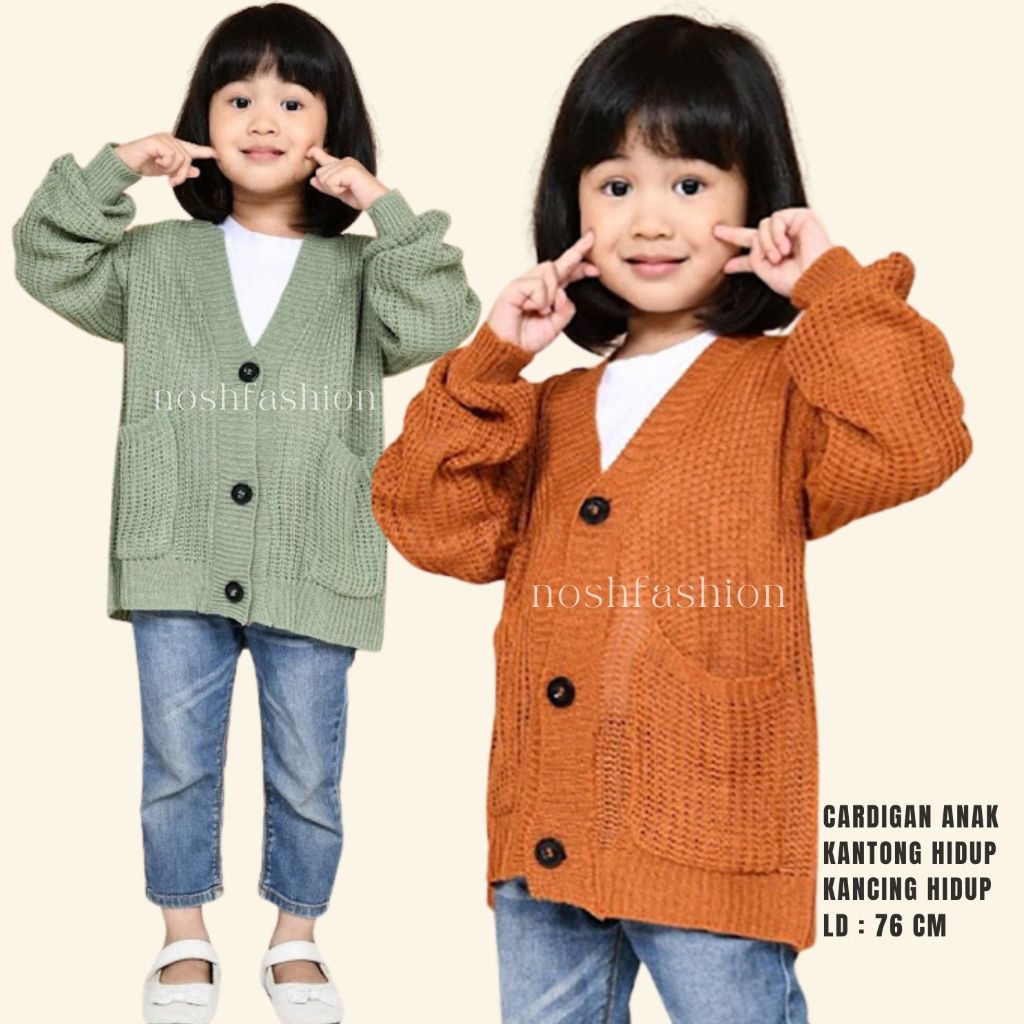 Cardigan Rajut Anak Perempuan Kantong / Kardigan Korea Anak Leher V Cherry NOSH