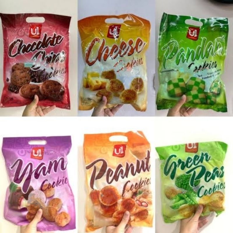 

U1 COOKIES GREEN PEAS / YAM COOKIE / PEANUT / CHEESE / PANDAN / CHOCOLATE CHIPS COOKIES import Malaysia 350gr