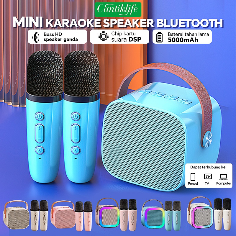 	 100% Original mini Karaoke speaker bluetooth Bass K1 Microphone Premium set lengkap speaker bluetooth mic wireless	