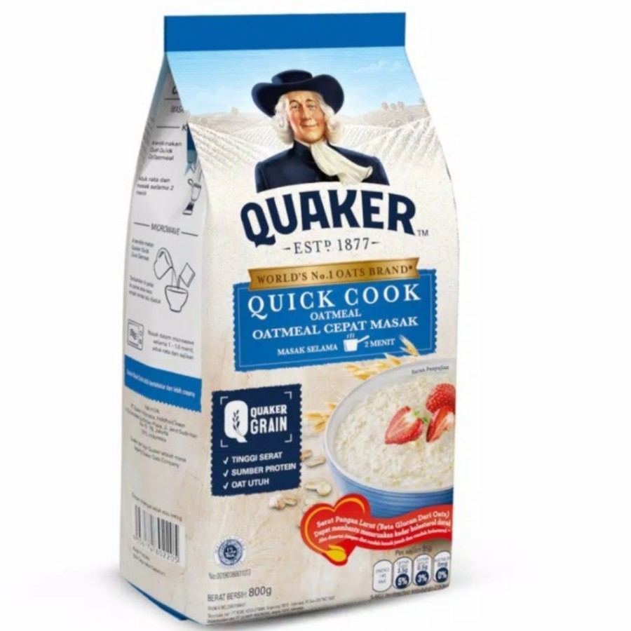 

MAKANAN SEHAT SERAT TINGGI JAGA PENCERNAAN quaker quick cook 800 gr OATMEAL CEPAT MASAK 2 MENIT ORIGINAL Halal MUI