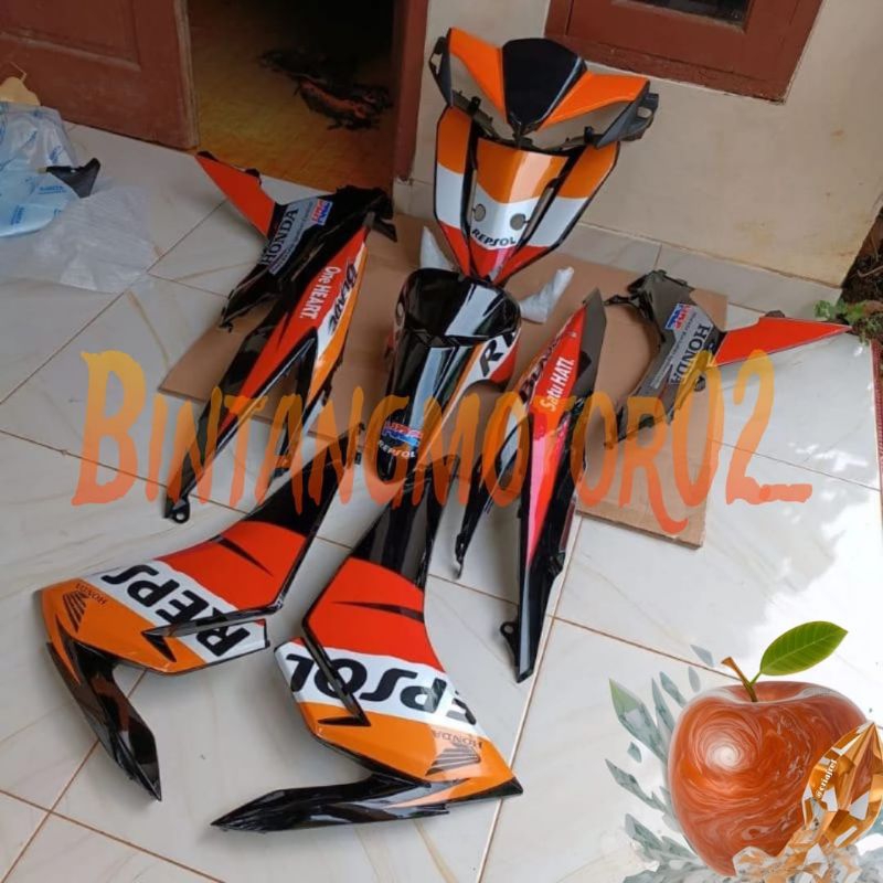 FULL SET BODY HALUS KASAR BLADE NEW 125cc warna Oren hitam