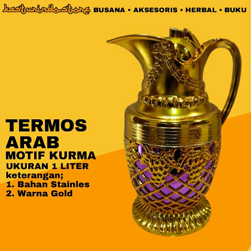 Termos / Vacum Flask Arab Gold isi 1 Liter Motif Pohon Kurma