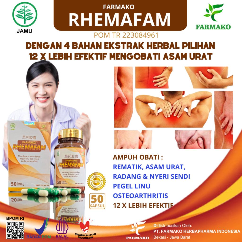 Obat Asam Urat Herbal Paling Ampuh - Rhemafam Obat Rematik Asam Urat Sendi Tulang, Obat Rematik dan 