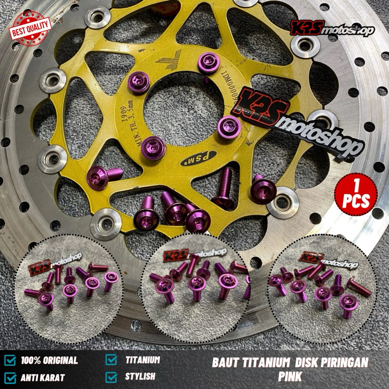 SATUAN BAUT TITANIUM PINK DISK DISC PIRINGAN CAKRAM RXKING RX KING RXS RX S MIO SPORTY SMILE SOUL GA