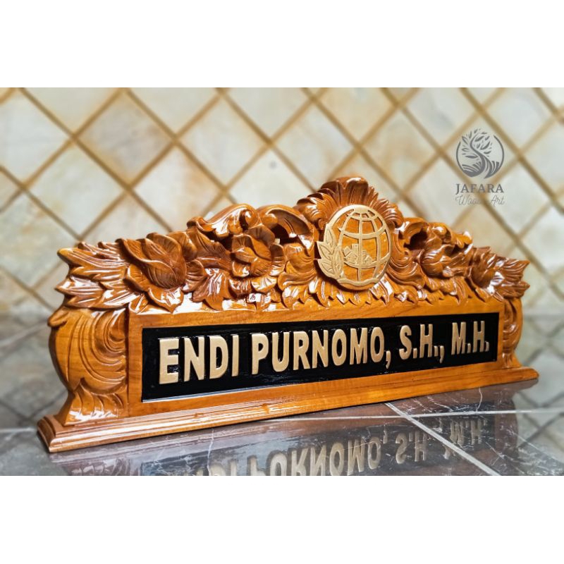 

Papan Nama Ukir Kayu Jati Custom Logo ATR/BPN