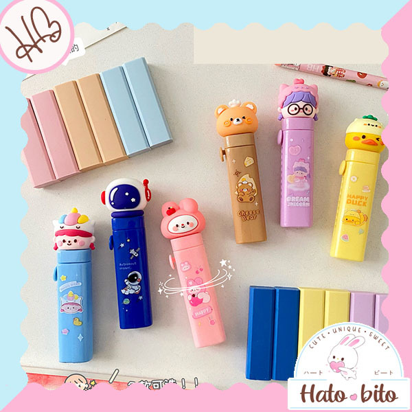

1 set penghapus mekanik pull push eraser lucu cute HB1591