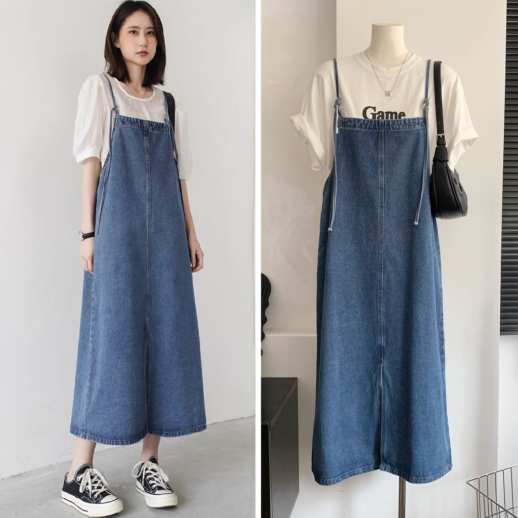 Overall Rok Jeans Jean Jins Denim Wanita Big Size 5XL Overall Rok Panjang jumpsuit korean terbaru