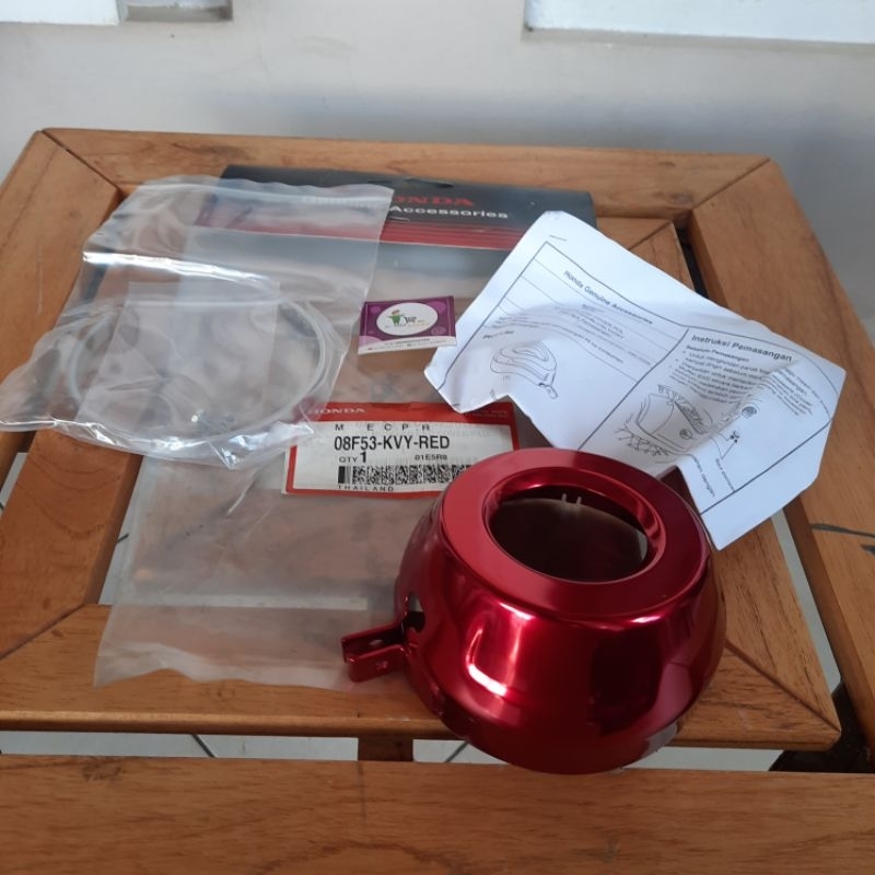 Aksesoris List Muffler End Cover Knalpot Merah Maroon Beat Karbu Original Honda