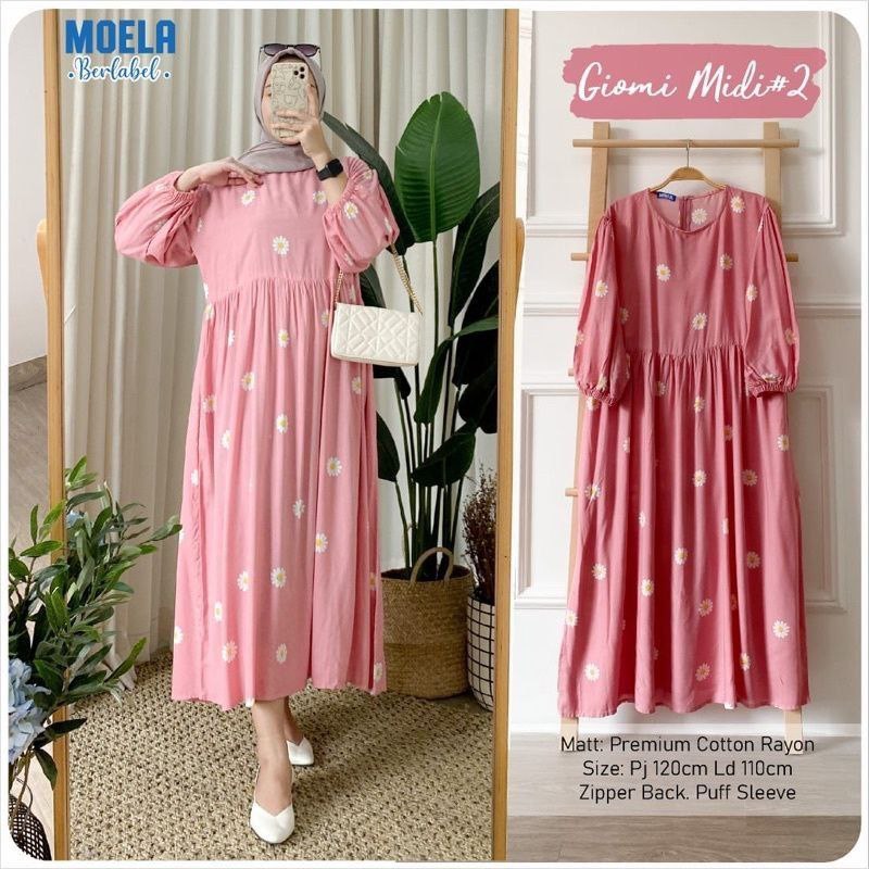 Gamis Motif Daisy Dress Long Tunik Bahan Premium Catton Rayon Viscose