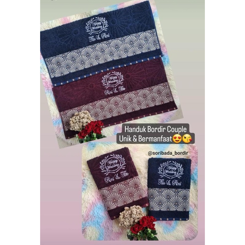 Bordir handuk Premium Couple | Handuk bordir Medan | Handuk Bordir Unik