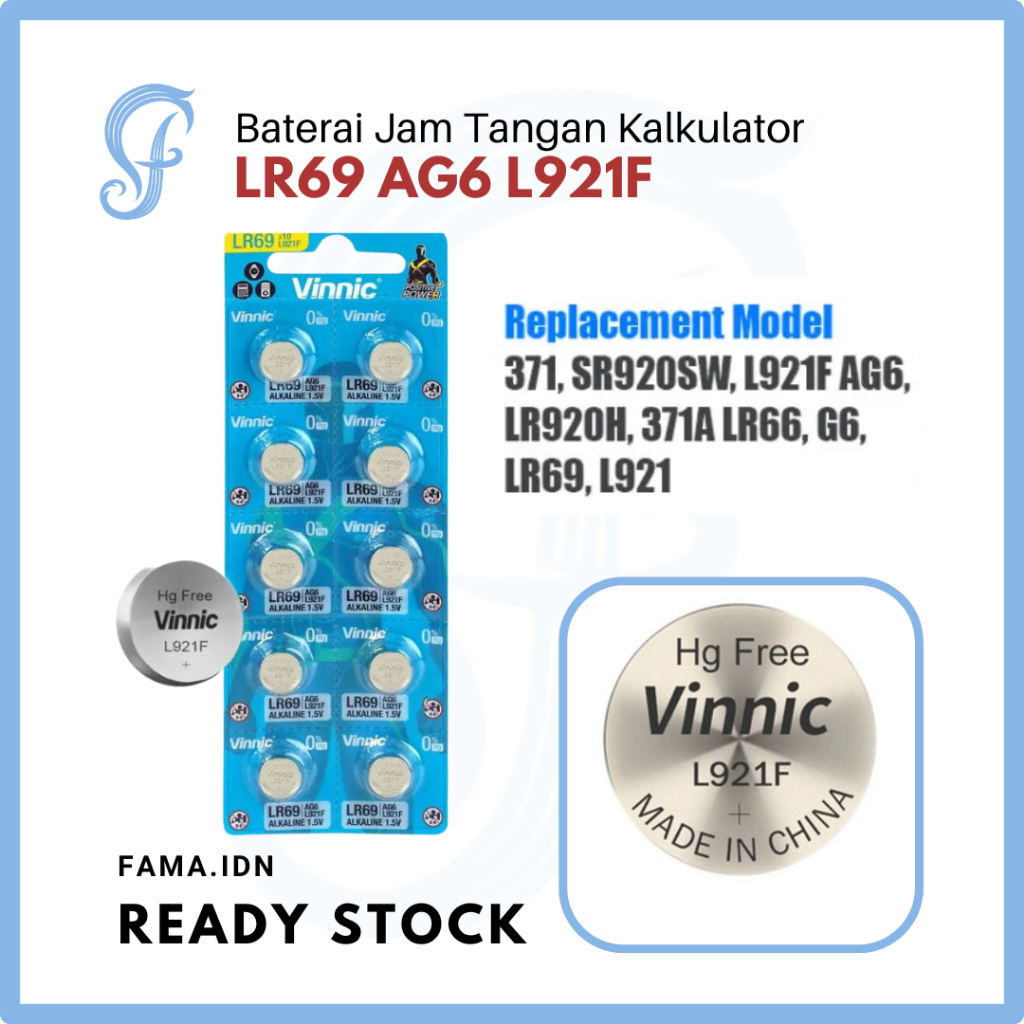 Baterai Alkaline LR69 AG6 L921F Baterai Kancing Jam Tangan