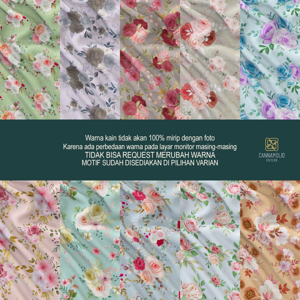 Kain Toyobo Motif BUNGA Korea Lebar 145cm SOFT FLORAL 1115