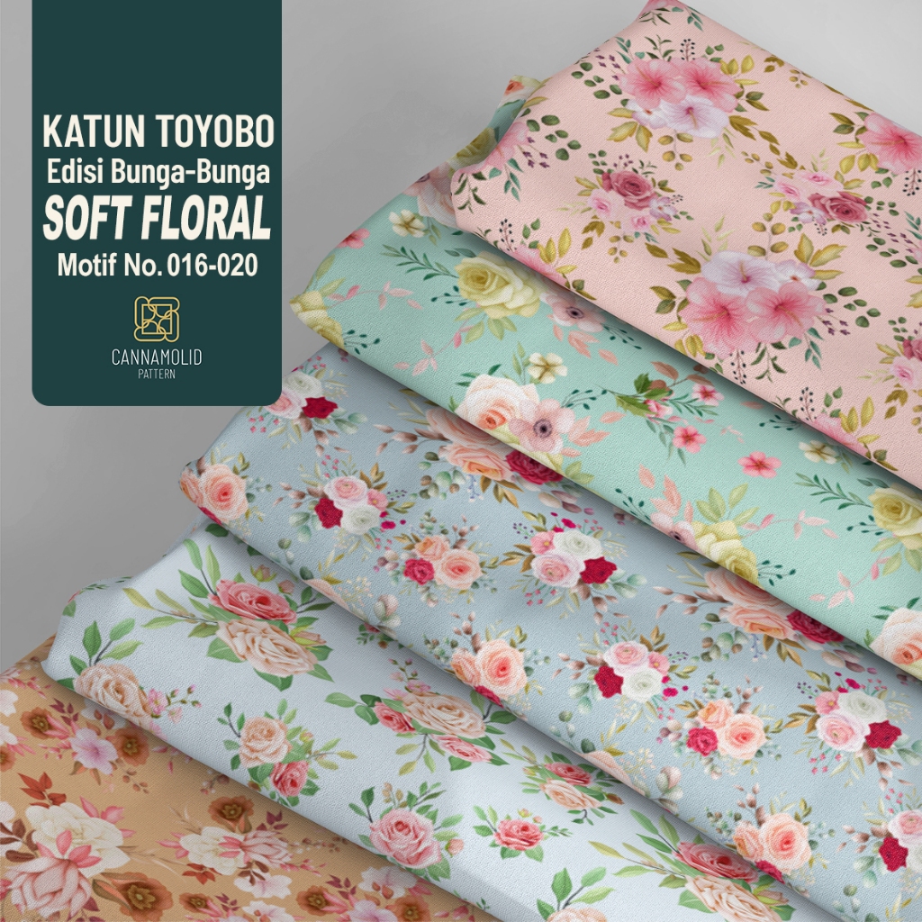 Kain Toyobo Motif BUNGA Korea | Lebar 145cm | SOFT FLORAL 16-20