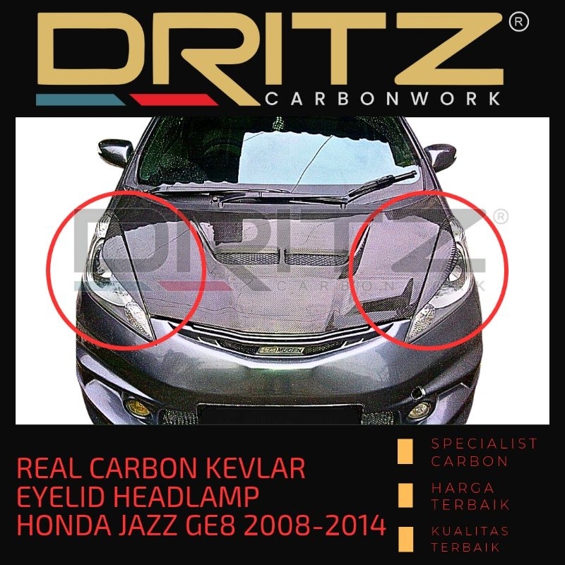 High Quality Asli Carbon Kevlar Eyelid Headlamp Mobil HONDA JAZZ Ge8 2008-2014 Aksesoris Modifikasi 