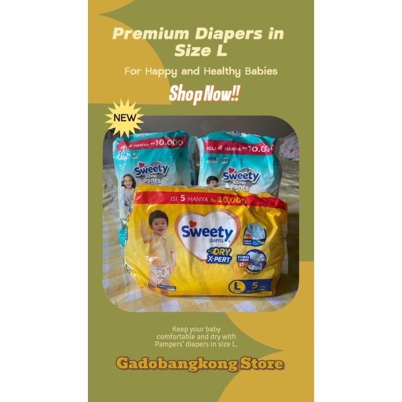 Popok Pampers Sweety anak ukuran L