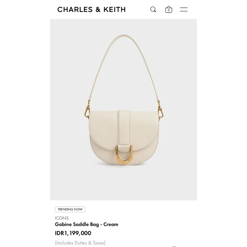 Charles and Keith - Gabine Saddle Bag (cream) preloved