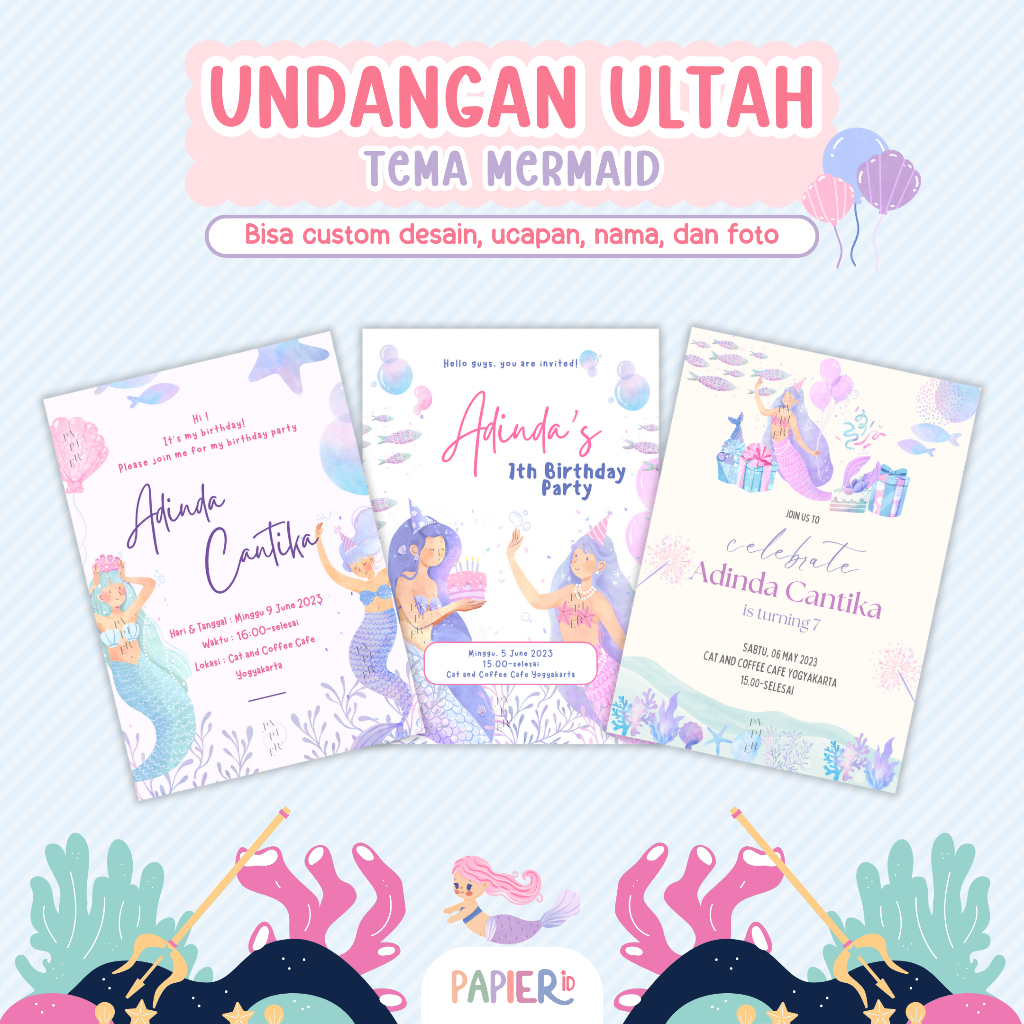 Kartu Undangan Ultah | Kartu Undangan Ulang Tahun | Undangan Ultah | Sticker Undangan Ultah Anak Per