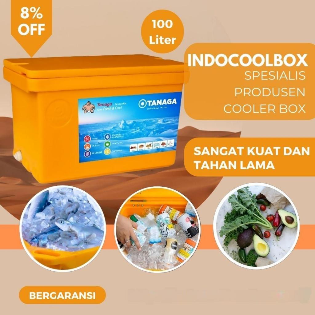 Cooler Box Tanaga 100 Liter Termos Es Kotak Tempat Es Batu Daging Ikan Frozen Food Coolbox Ice Box