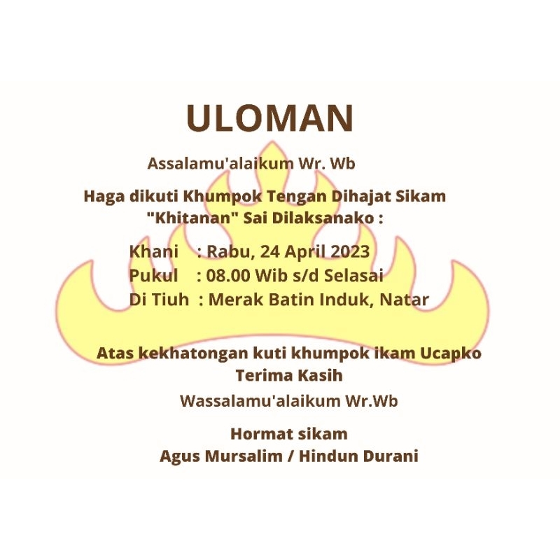 Undangan Punjungan/undangan uloman/ kartu nama