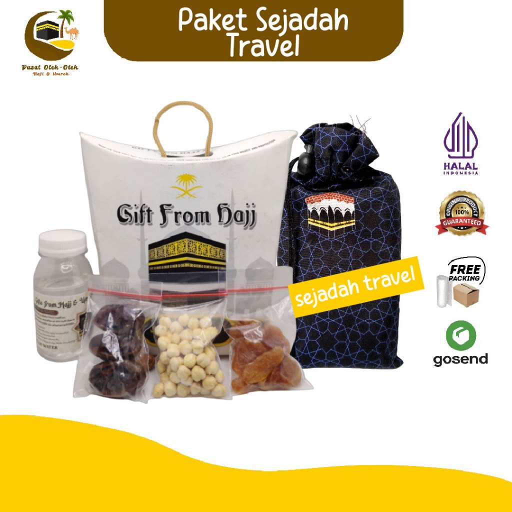 

Paket Oleh Oleh Haji dan Umroh dus teng teng Air Zam zam ori + Sejadah Travel