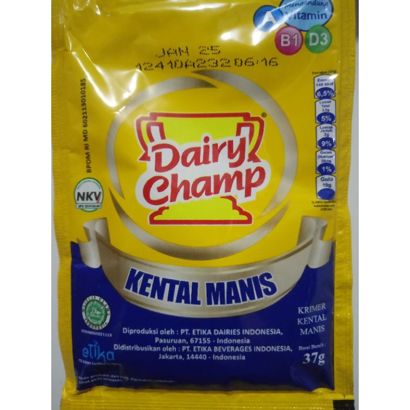 

susu kental manis dairy champ per renceng isi 6 sachet