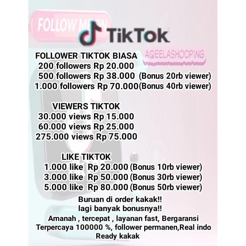 

follower Tik**tok PERMANEN , like , Viewer
