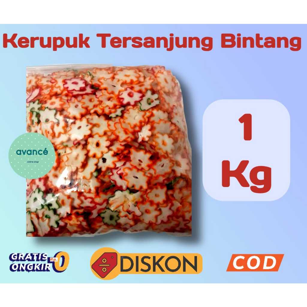 

1 Kg Kerupuk Tersanjung Bintang Warna Warni Mentah