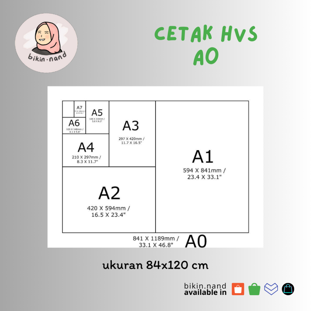 

Cetak HVS Foto ukuran A0 (84x120 cm)