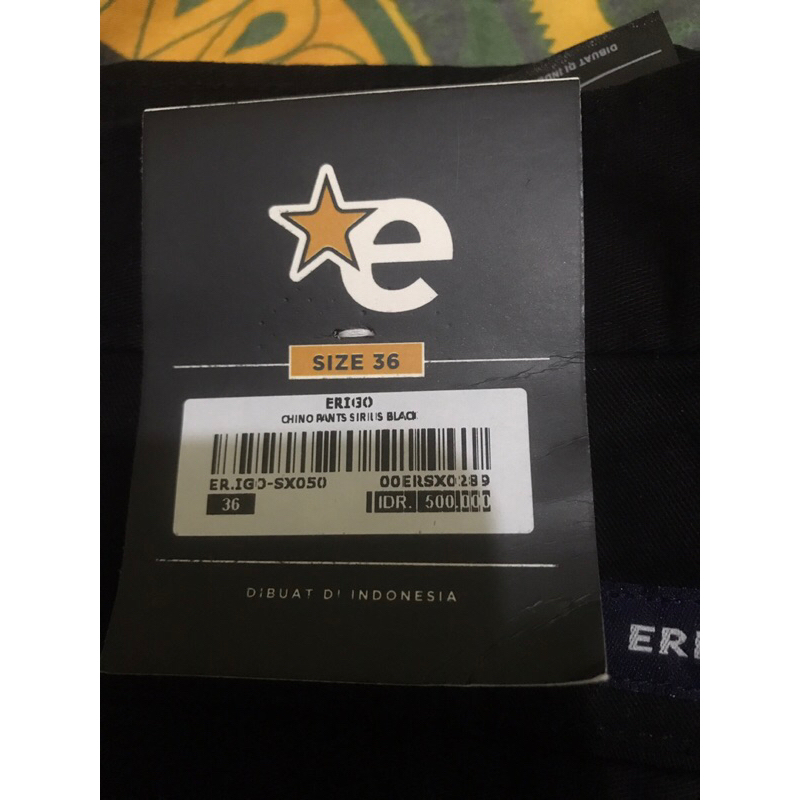 celana chino pants erigo warna hitam ukuran 36