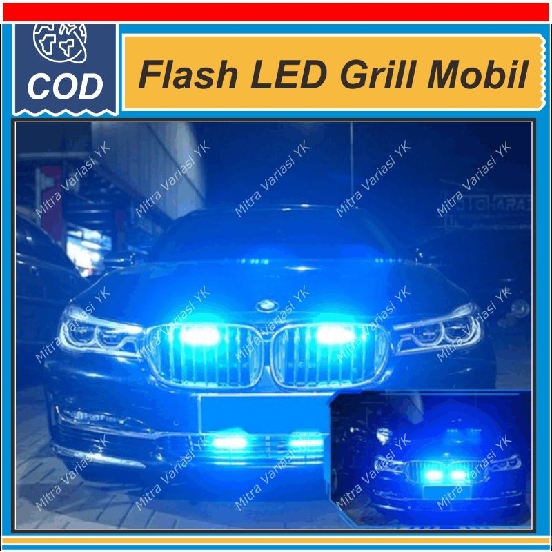LAMPU GRILL TEMBAK KEDIP BUMPER DRL LED MOBIL MOTOR 16 MATA SUPER TERANG