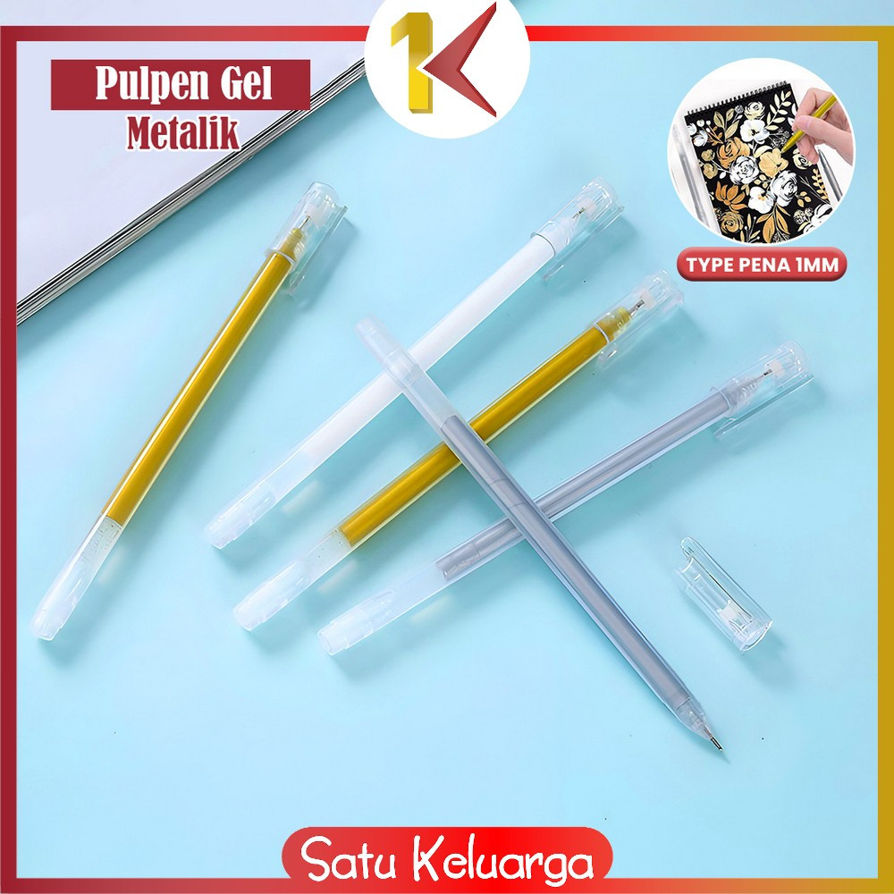 

SK-A85 Pulpen Gel Metalik Gold 1MM / Pulpen Warna Warni Gold Colour Gel Pen Gold / Metallic Ballpoint Craftwork Scrapbook Silver / Pena Tinta Warna Putih Gel Ink Import