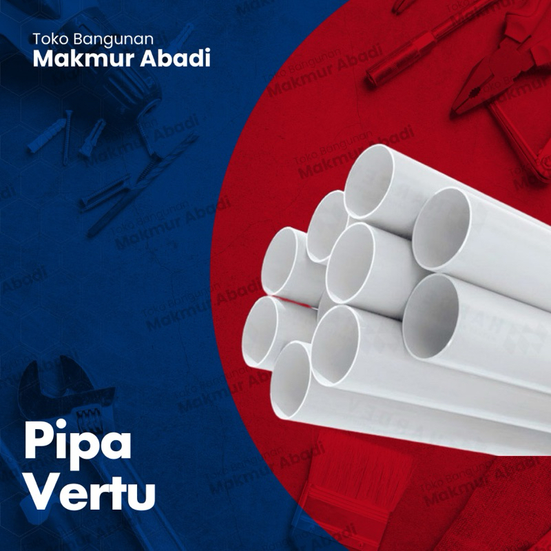 Pipa PVC Vertu D Warna Putih 2" Inch 2 1/2" Inch 3" Inch 4" Inch Per Batang 3.9 Meter