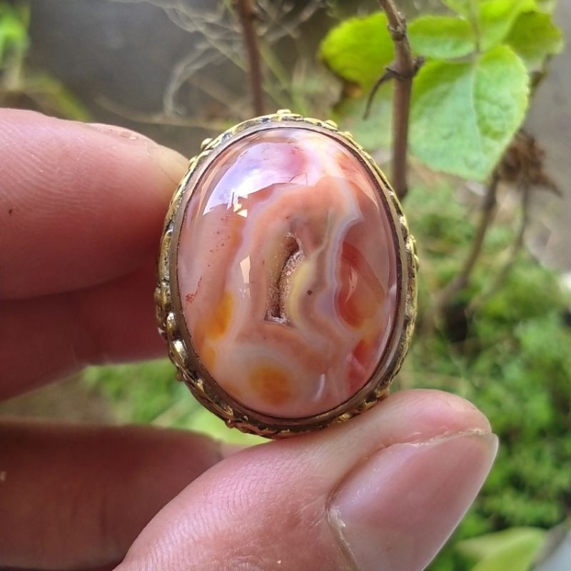 batu cincin akik combong kantong semar ageman rare item alami lebih indah