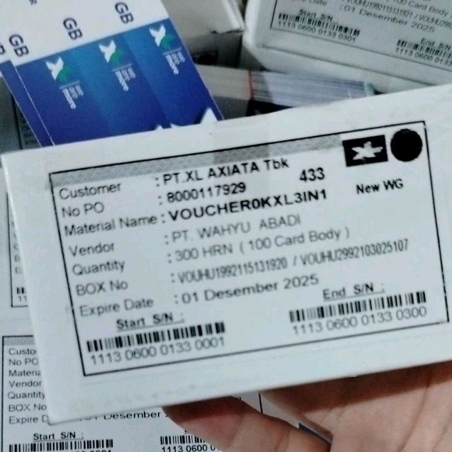 voucher kosongan XL 1 box 300SN siap inject