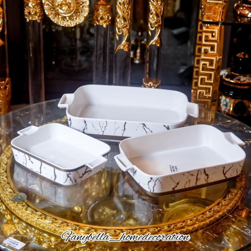 KERAMIK DAPUR PRASMANAN SET ISI 3 MOTIF MARBLE PUTIH