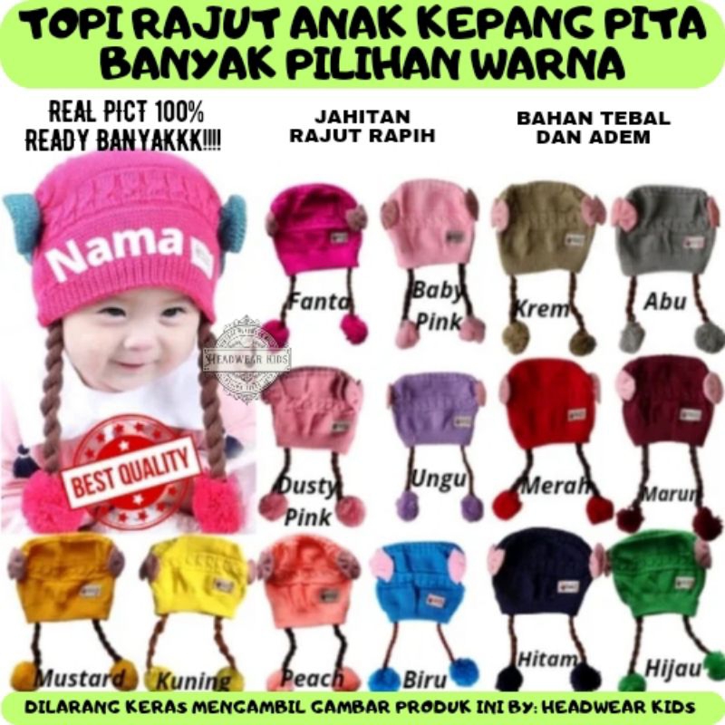 Topi Rajut Anak KEPANG ( PITA ) PREMIUM GROSIR MURAH
