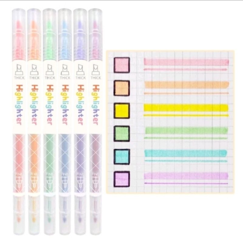 

Stabilo Highlighter 2 sisi, 1 Pack isi 6 Warna