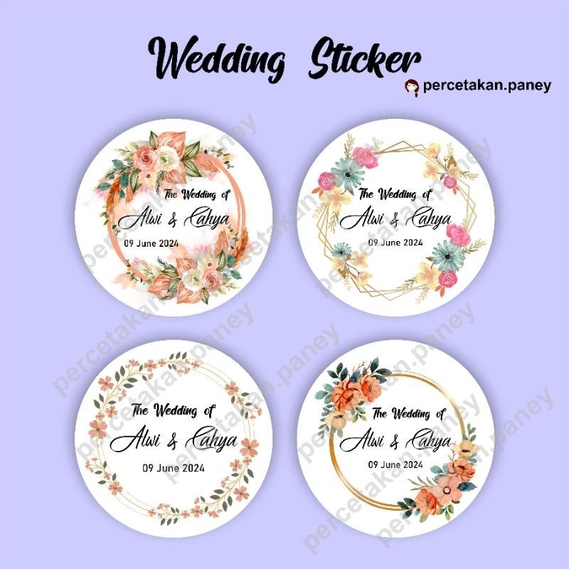 

Stiker Wedding Pernikahan Souvenir Waterproof Floral Flower Vinyl Glossy Premium Sticker