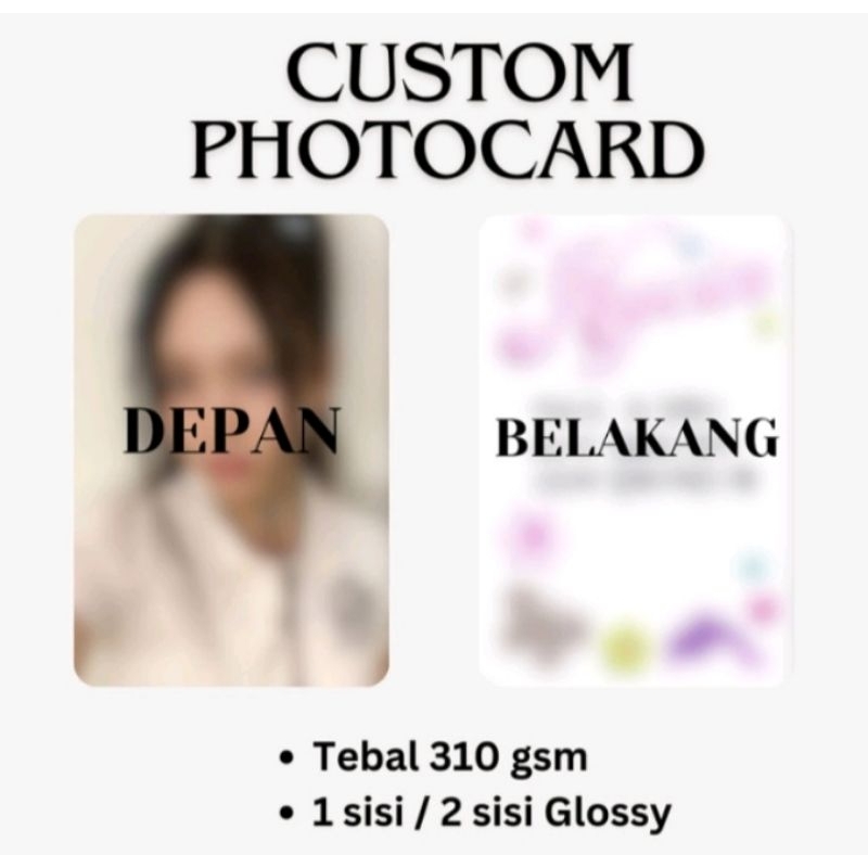 Custom Photocard 2 sisi glossy 310gsm Cetak Custom Photocard