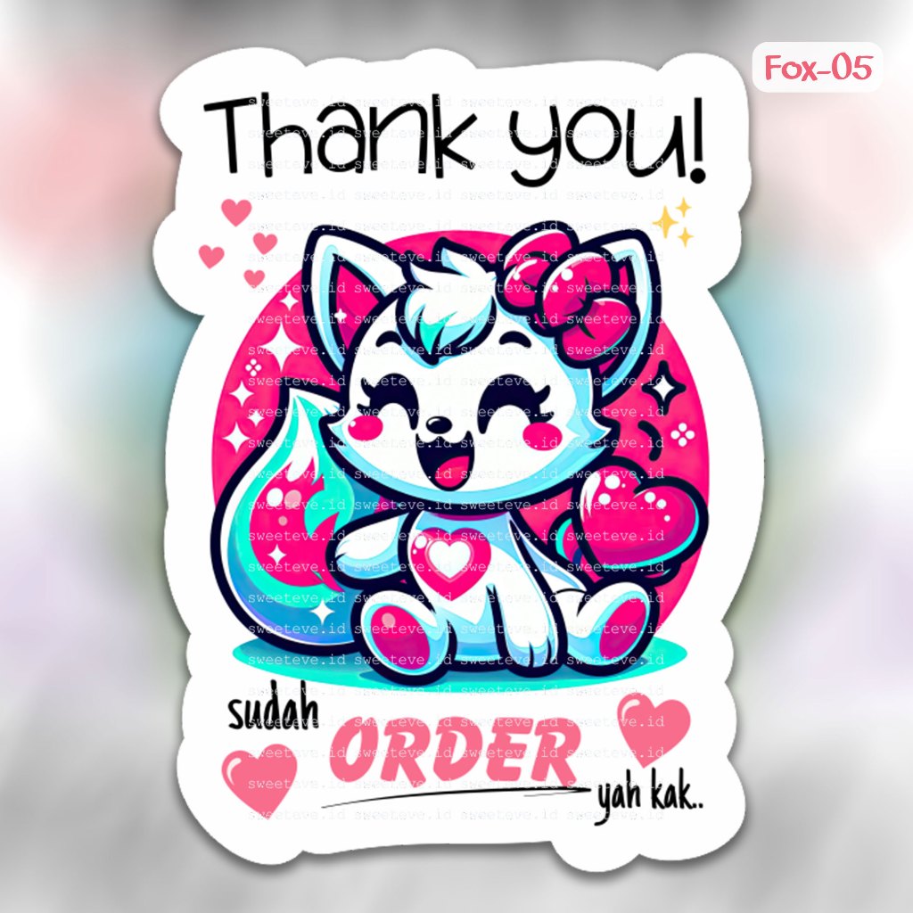 

Sticker Thank You olshop, Thanks Stiker Online Shop Cute, Stiker Chromo Terimakasih Online Shop NO CUSTOM & CUSTOM (Harga untuk 1 set) - Fox-05