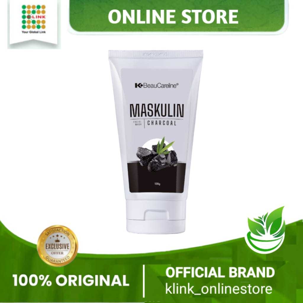 K Beaucareline Maskulin Charcoal Facial Wash.Maskulin Facial Wash.Maskulin Pembersih wajah.Maskulin 