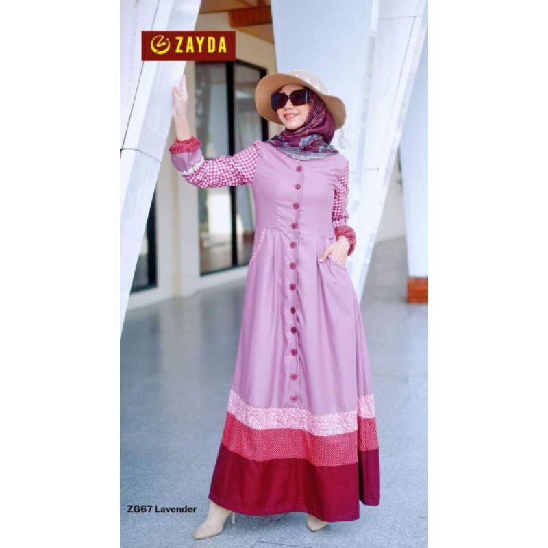 Gamis zayda terbaru / zayda zg 67 lavender / gamis katun / gamis pesta / gamis dewasa