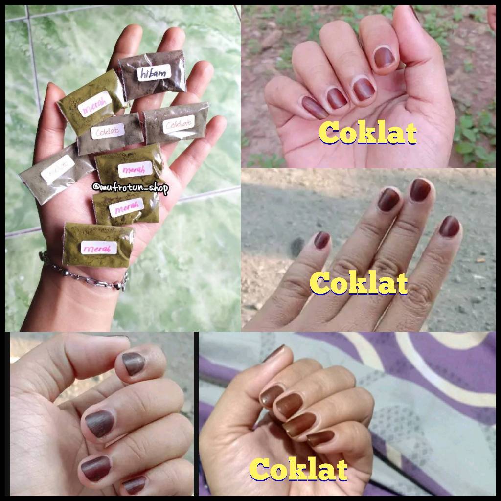 ( 1 pcs COKLAT) KUTEK BUBUK WARNA Coklat / HENNA BUBUK HITAM / HENNA KUKU HALAL UNTUK SHOLAT / Kutek