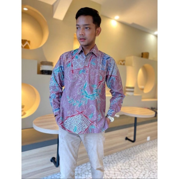 Kemeja Pria Batik Tulis Kombinasi Handmade Full Furing AJT005 | kemeja batik tulis halus kemeja prem