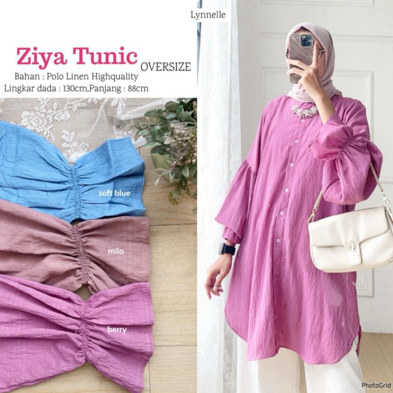 TUNIK OVERSIZE LD 130 BAHAN POLO LINEN BUSUI KANCING ZIYA TUNIK