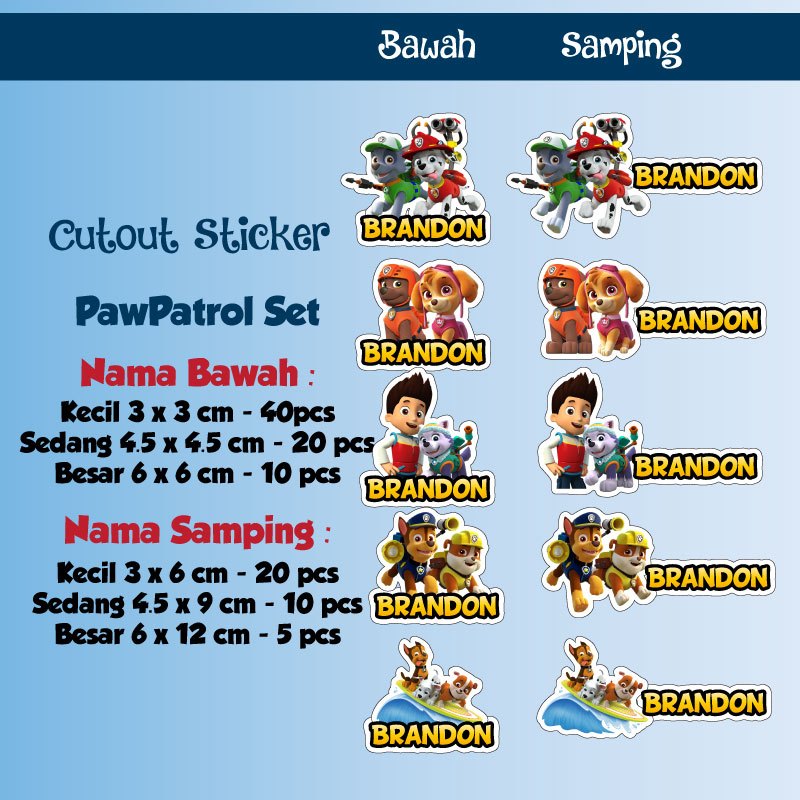 

sticker nama cutout paw patrol