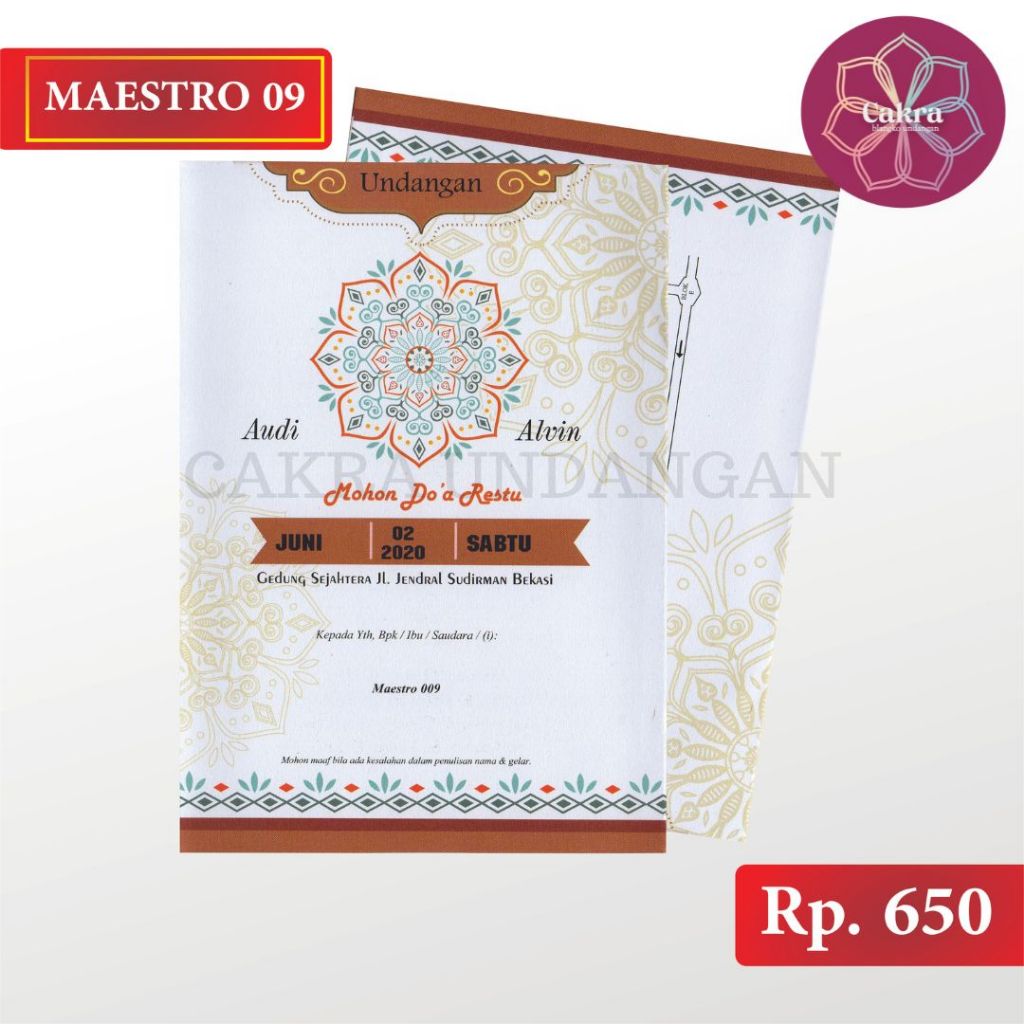 

Maestro 09 Blangko Undangan Pernikahan CAKRA