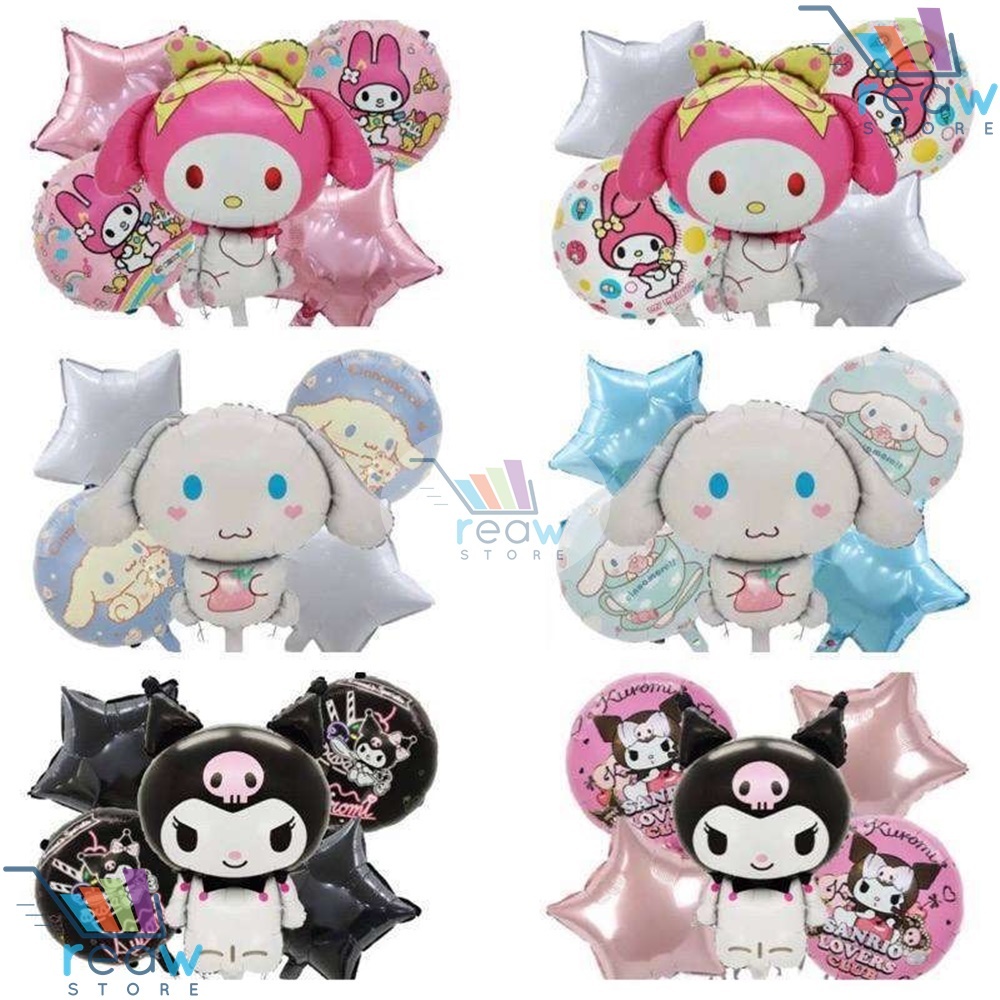 Paket Dekorasi Hiasan Balon Ulang Tahun Happy Birthday Sanrio Cinnamoroll Kurumi Melody 02